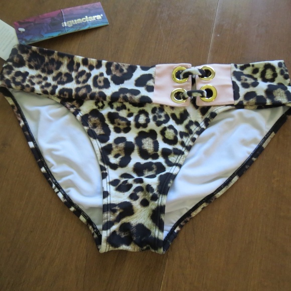 AGUACLARA LEOPARD PRINT FELINA ROSA MISSY BOTTOM L - Picture 1 of 8
